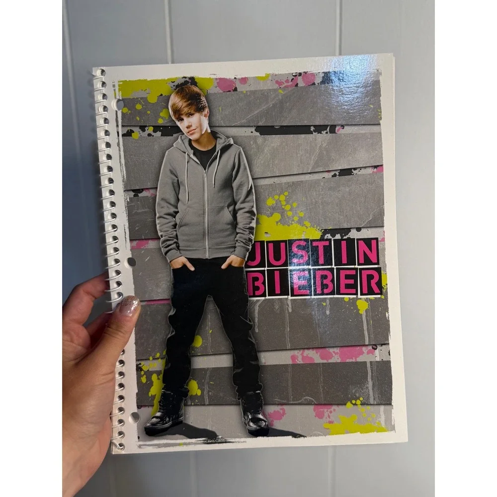 VTG Mead Justin Bieber Spiral Notebook Multi Color 2000s Y2K Pop Star Stationery